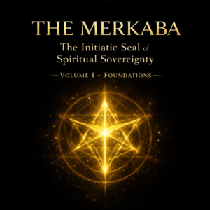 The Merkaba – Volume I book cover with glowing sacred geometry symbol, representing spiritual sovereignty, inner stability, and energy structure.